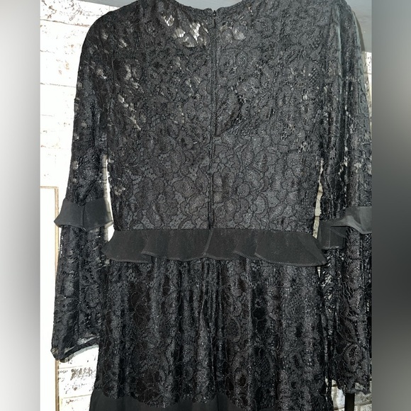 Neiman Marcus Lace Sheer Long Sleeve Dress - Picture 7 of 10